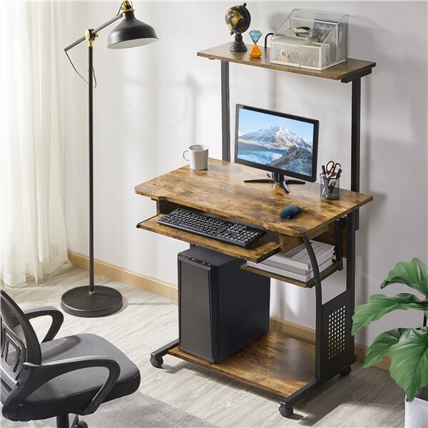 Mesa de Ordenador con Ruedas Escritorio de la Computadora Escritorio Oficina
