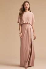 New BHLDN Lena Flutter Sleeve Jersey Dress Blush Pink Wedding Bridesmaid Size 0