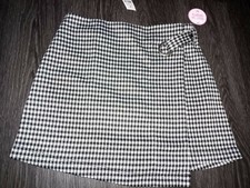 Girls justice skirt w/built in shorts size 10 new black/white plaid