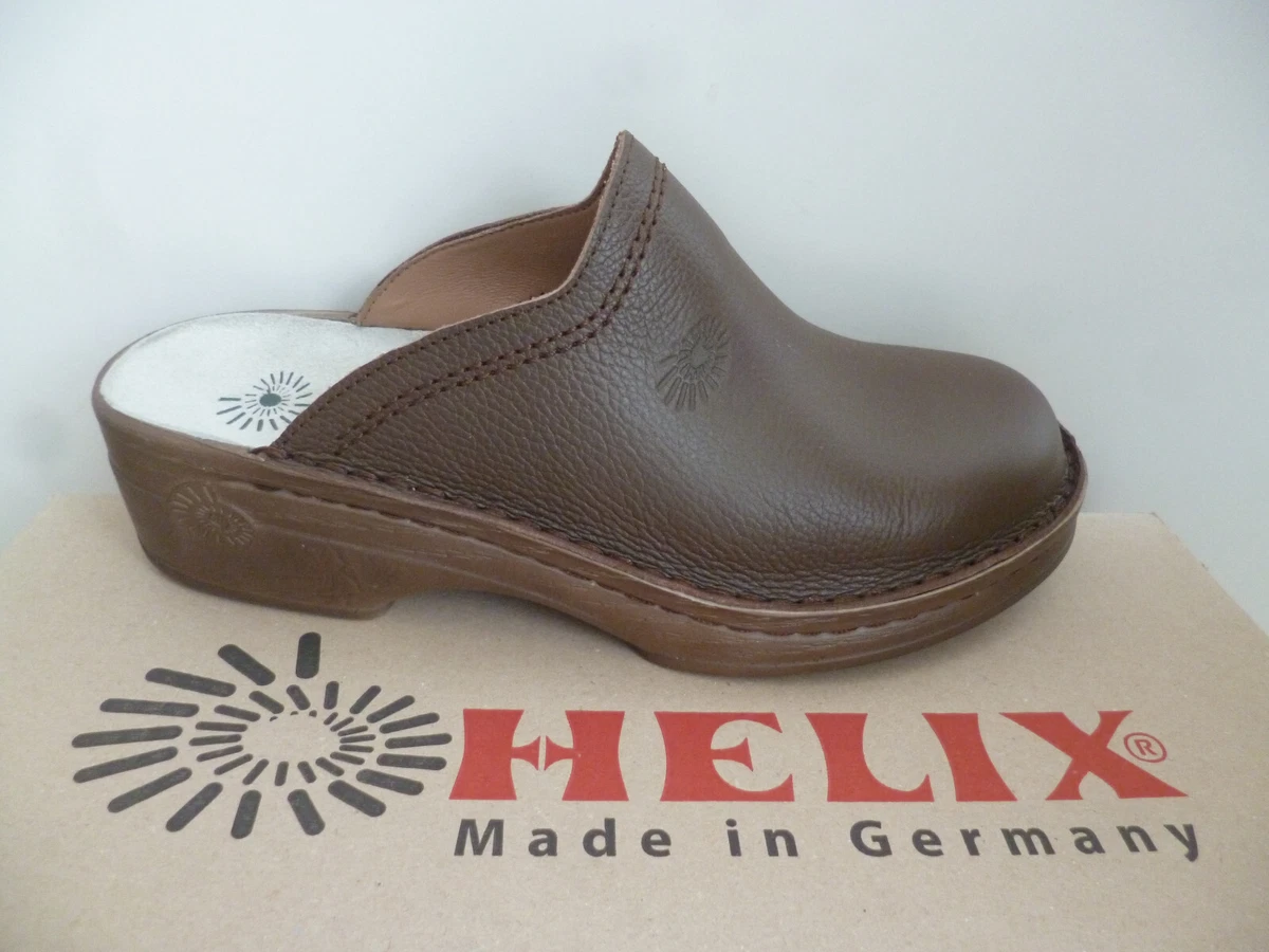 Helix Clogs Pantoletten Pantolette Pantoffel Schuhe Hausschuhe braun Leder