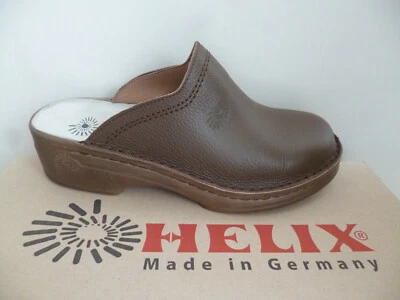 Helix Clogs Pantoletten Pantolette Pantoffel Schuhe Hausschuhe braun Leder - Bild 1 von 4