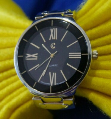 CC PT1627GDBK BLACK BAND GOLD TONE estate Watch, 720 A15