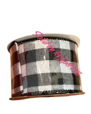 Christmas White Plaid Wired Edge Ribbon - 2.5 x 30 Ft Christmas Craft Buffalo