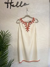 Ann Taylor White with Orange Beads Dress Size 6