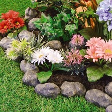 Stone Effect Garden Edging Grey Pebble Border for Lawns, Rockeries & Flower Beds