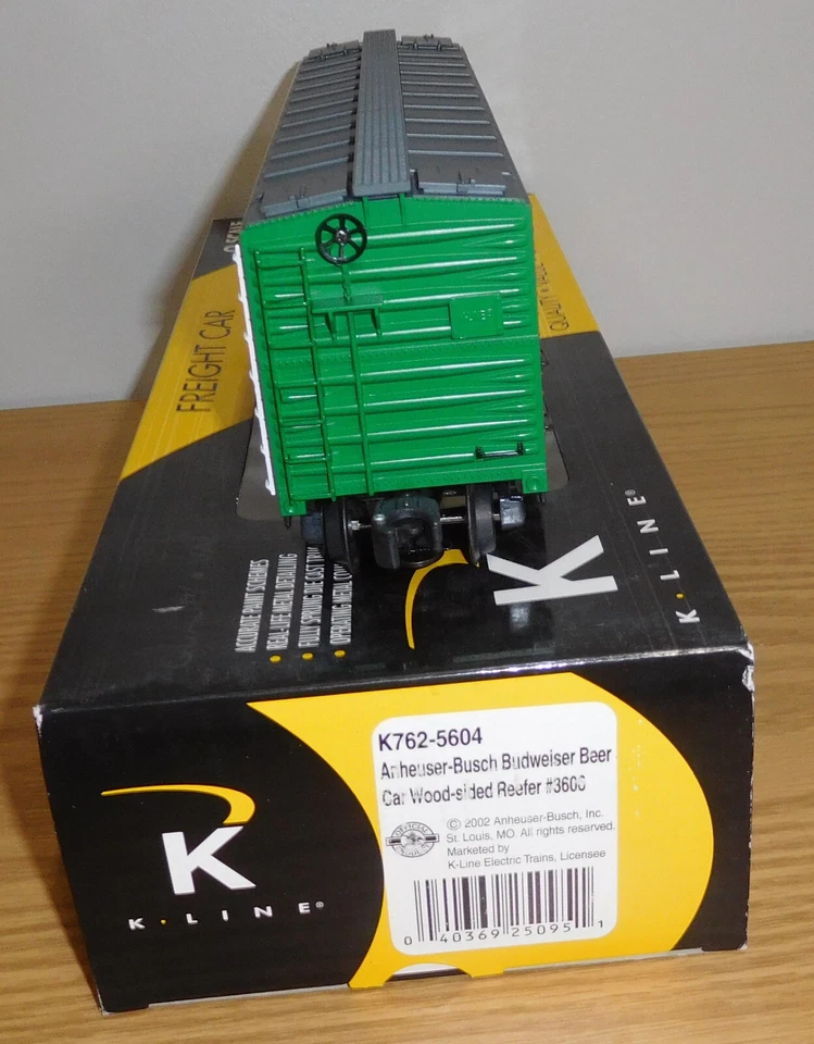 K-LINE K762-5604 ANHEUSER-BUSCH BUDWEISER BEER WOOD-SIDED REEFER TRAIN O SCALE - Image 3 of 4