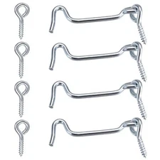 4Pcs 5 inches Cabin Hook Eye Latch Gate Door Swivel Window Door Hook with Mou...