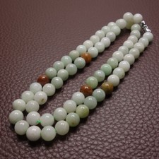 20" Certified Grade A 100 Natural Yellow Green Jadeite Jade Beaded Necklace