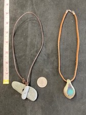 A Very Cool Pair of Artisan Necklaces, Beach Stone and Hand Blown Glass