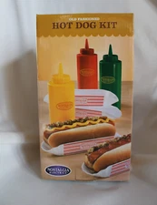 Nostalgia Electrics Old Fashioned Hog Dog Kit Trays/Mustard/Ketchup/Relish