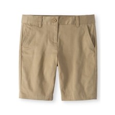 Wonder Nation Bermuda Shorts Girls Size 7 Khaki School Uniform Stretch Twill H4