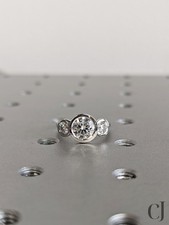 2.45 CT Round Cut Three Stone Moissanite Engagement Ring Solid 14K White Gold