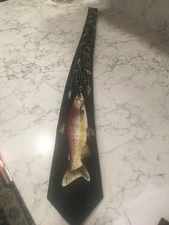 Steven Harris Novelty Hand Made Black Fish & Fishing Lures Men's Tie Ships NWT