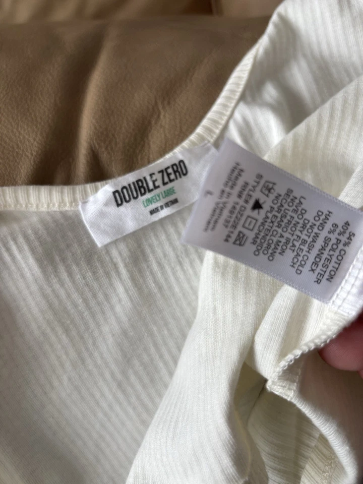 Double Zero Crop Top Size LARGE Cream Coquette Romantic Y2K style Grunge Fairy - Image 3 of 4