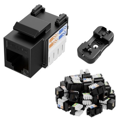 25 PCS 10Gbps Cat6 RJ45 Keystone Jack PunchDown Stand UTP Modular 90Degree