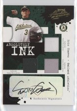2005 Playoff Absolute Memorabilia Triple Materials 5/10 Eric Chavez Auto 4j7