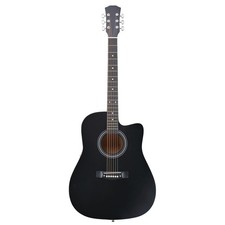 Matte Black 41in Dreadnought Barrel-shaped Cutaway Acoustic Guitar with Strings