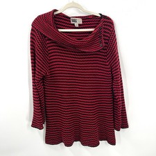 Habitat clothes to live in black red striped knit sweater lagenlook coastal L
