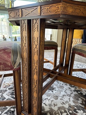 DREXEL HERITAGE CHINESE CHIPPENDALE GLASS OCTAGON DINING TABLE W