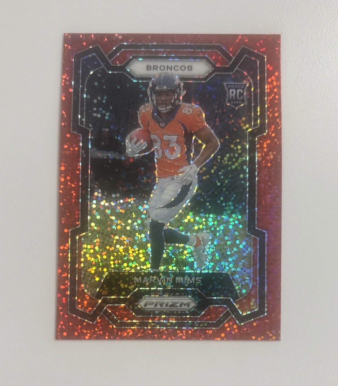 2023 Panini Prizm - Marvin Mims - Red Sparkle Prizm RC #327 SSP 🐎🐎
