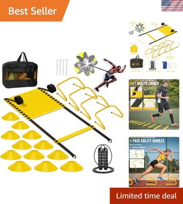 Agility Ladder, Soccer Training Equipment Set, 4 Agility Hurdles, 20ft Speed ...