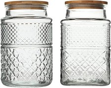 60 FL OZ/0.5 Gal Vintage Glass Storage Jar with Airtight Lid Set of 2 Kitchen