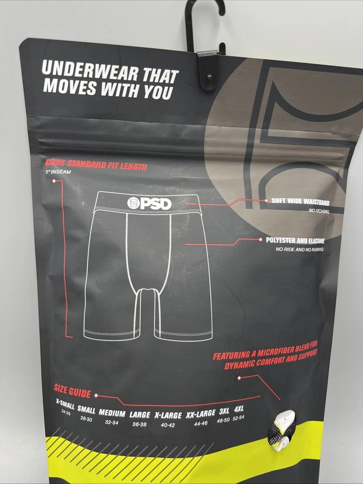 Calzoncillos boxer premium estándar a cuadros PSD 7" entrepierna cara sonriente, talla S, 28-30" Foto 4 de 4