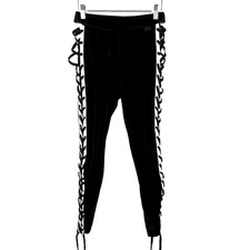 Puma Fenty by Rihanna Lace Up Velour Sweat Track Pants Womens Sz 0 Black Velvet