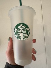 Starbucks Reusable Clear-Frost Cold Cup Tumbler Venti 24 Oz Lid and Straw includ