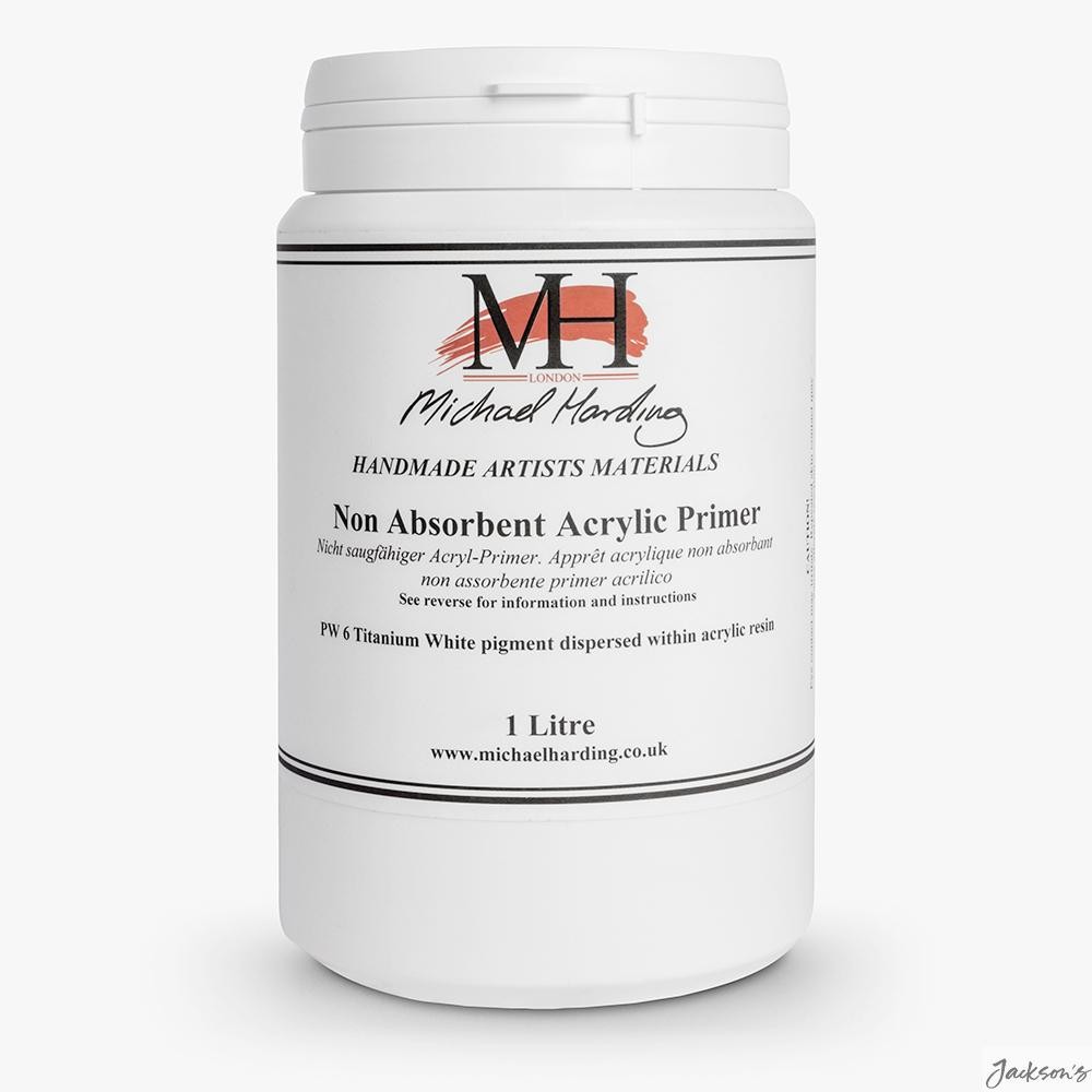 Michael Harding Non-Absorbent Acrylic Primer White 1L For Oil Acrylic Paint G...