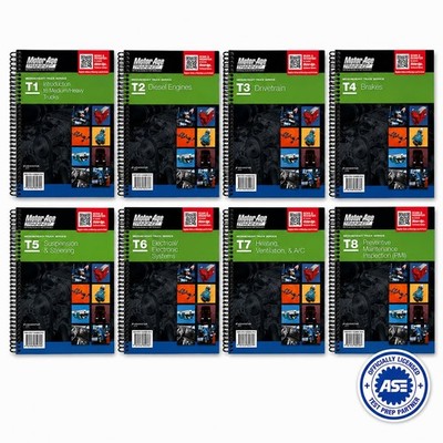 ASE Test Prep Medium and Heavy Truck Study Guide Set - Spiral Bound - GOOD
