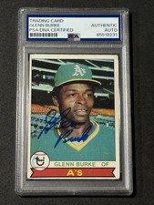 GLENN BURKE 1979 TOPPS SIGNED AUTOGRAPHED CARD #163 A’S PSA/DNA CERTIFIED