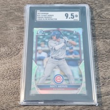 Bowman 2023 Chrome Prospect Matt Mervis BCP-74 Lunar Glow Refractor SGC 9.5 Cubs