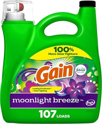 Gain + Aroma Boost Liquid Laundry Detergent, Moonlight Breeze Scent, 107 Loads, 