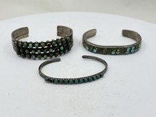 3 Vintage Navajo Sterling Silver Turquoise Bracelets As Is Native American 65.3g