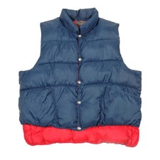 Vintage Red Head Reversible Navy Red Button Up Puffer Vest XL X-Large 1970s-80s