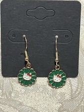 Hello Kitty Green Flower Gold Dainty Dangle Adorable Fashion Fun Earring Set