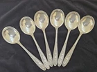 International Sterling Wedgwood, 6 Soup Spoons, Sterling Silver, 7", Monogram W
