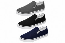 Mens Canvas Shoes Slip On Boat Deck Yacht Plimsoll Casual Pumps Trainers