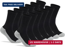 Mens Work Socks 6 Pack, Crew Long, Light Cushion, Moisture Control Boot Socks fo