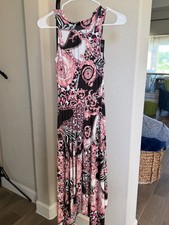 Fashion Nova Pink & Black Printed Sleeveless Maxi Dress S