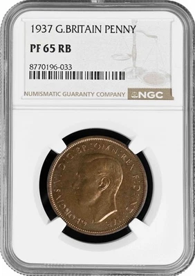 Großbritannien 1 Penny 1937, NGC PF65 RB, "König George VI. (1937 - 1952)" - Bild 1 von 2