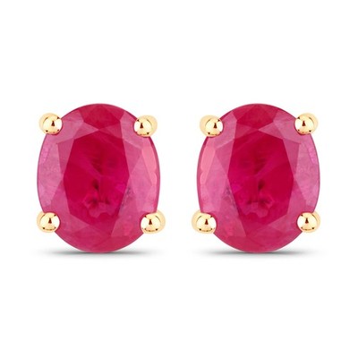 Exquisite Ruby Stud Earrings   Solid 14K Yellow Gold   Fine Jewelry Perfection