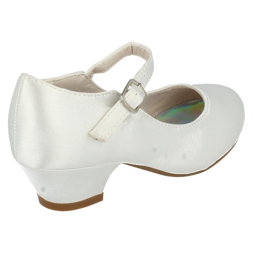 Niña Spot On Raso Blanco Mary Jane Zapatos Estilo H3R020 - Imagen 4 de 6