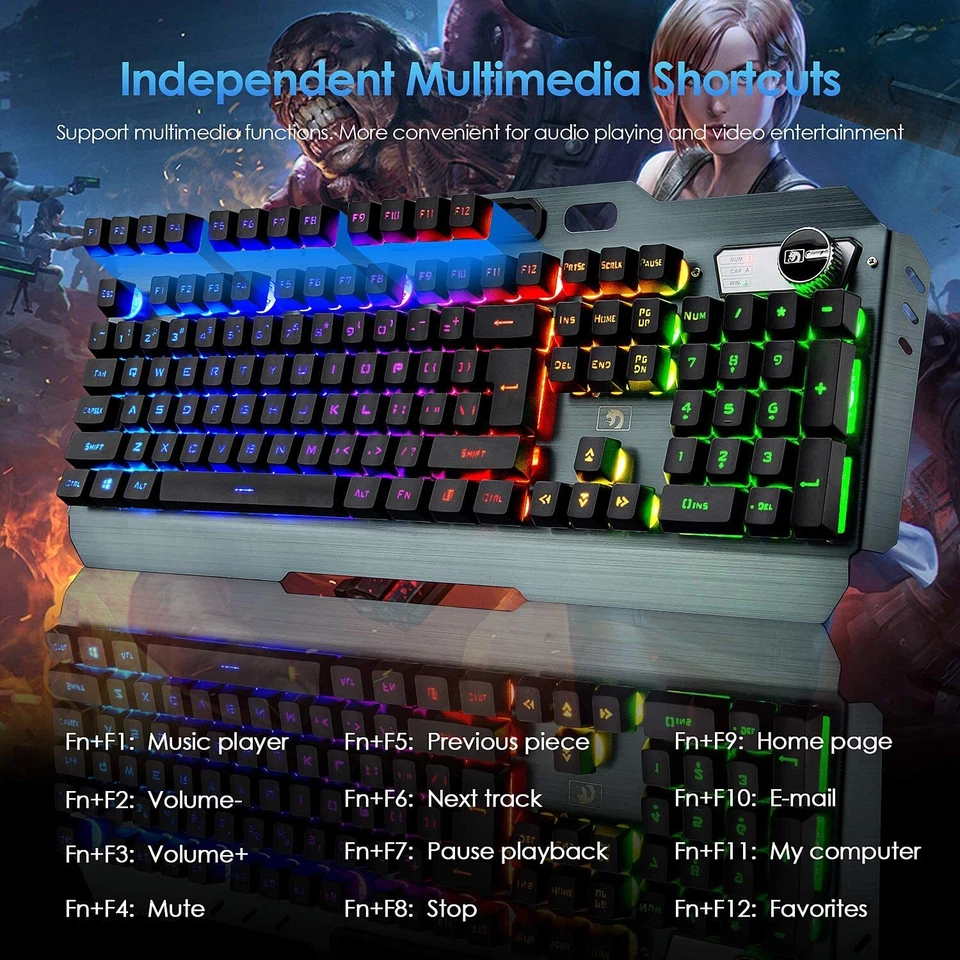 Wireless Gaming Keyboard and mouse combo RGB Backlit Rechargeable Metal Panel - Image 3 of 4