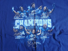 Conference Champions 2014-15 XL tee shirt Seattle Seahawks signatures 100% cott