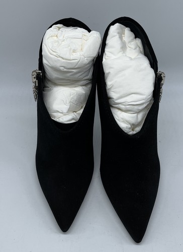Giuseppe Zanotti Black Suede Pointed Toe Shoe Boot w/ Crystal Tooth Charm sz 35 - Picture 2 of 7