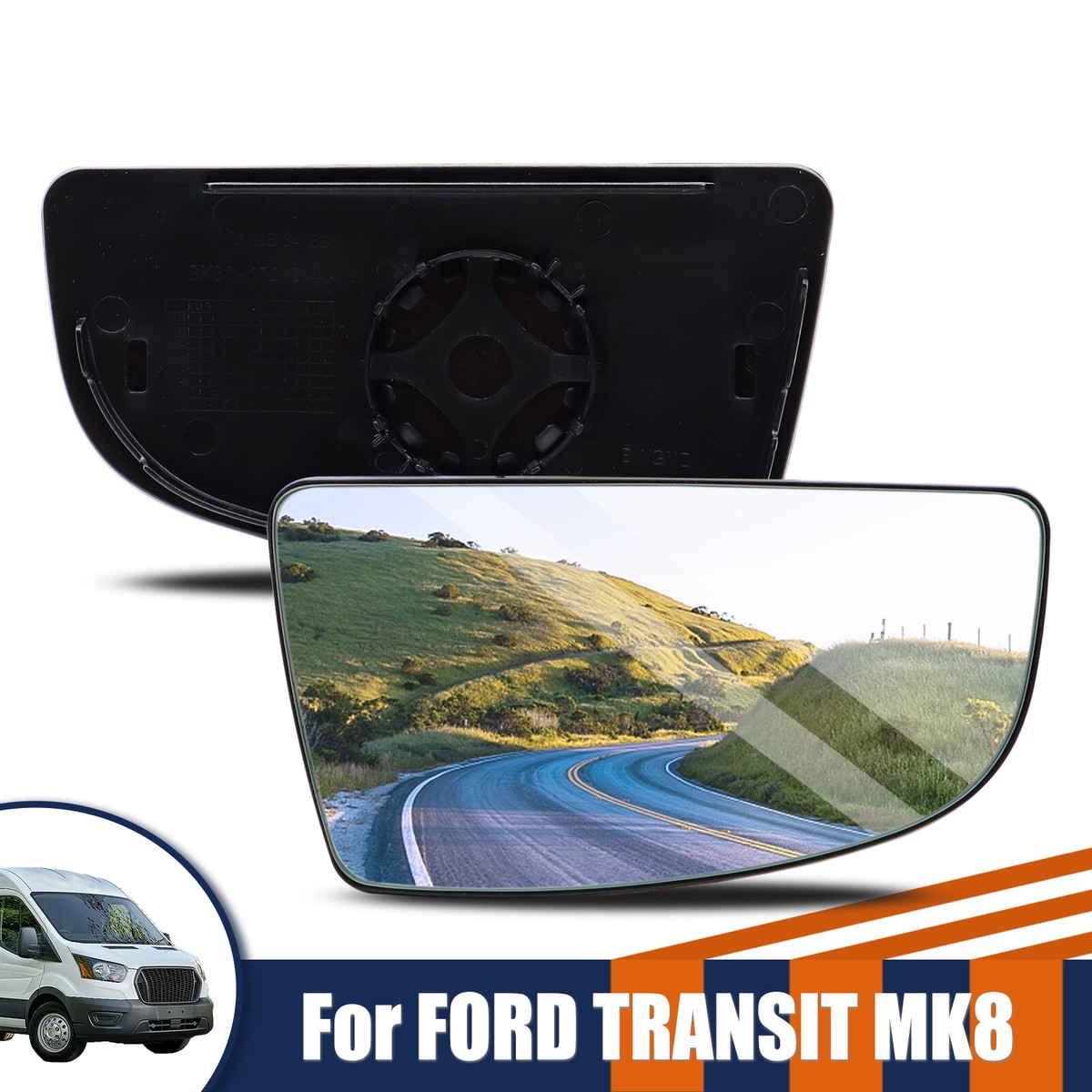 Ford Transit Mk8 Lower RH Driver Side Wing Mirror Glass With Back Plate