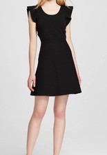 BNWT Victoria Beckham Target Black Ruffle Sleeve Sweater Knit Dress, Size XS