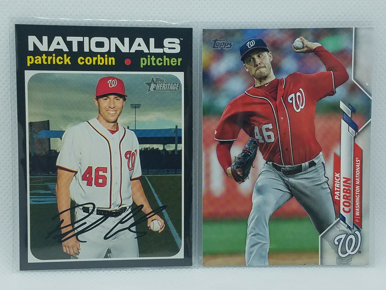 Patrick Corbin 2020 Topps Heritage #230 + Series 1 #265 Lot Washington Nationals